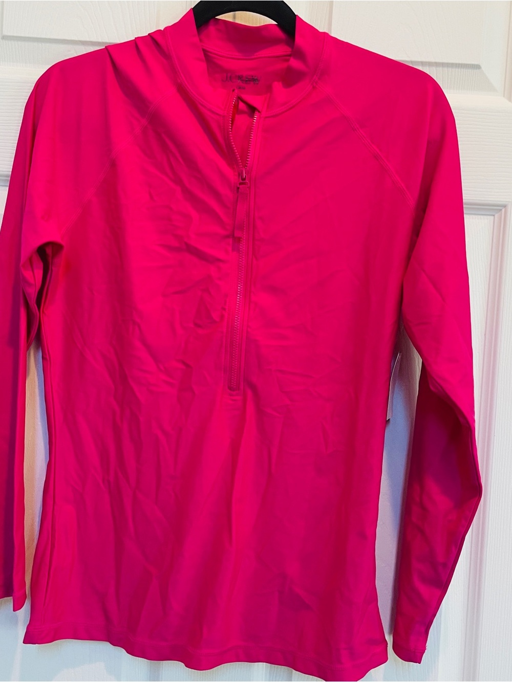 J.crew Hot Pink Long Sleeve Quarter-Zip Rash Guard Top Sz XL